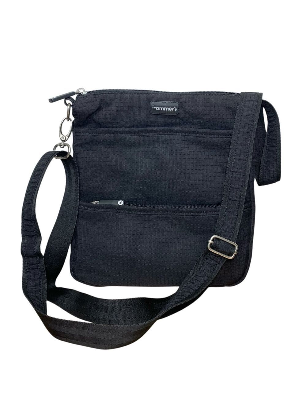 Lug Frommers Black Nylon Crossbody Bag Compact Practical Ajustable Zip Pockets